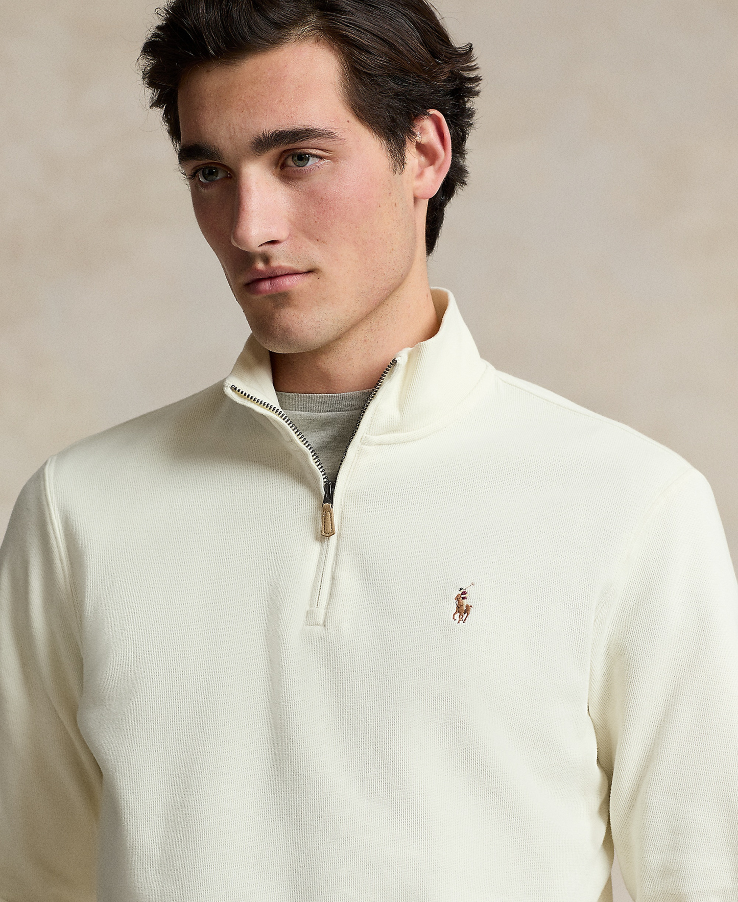 Polo Ralph Lauren Men's Estate-Rib Cotton Quarter-Zip Sweater - Parchment Cream