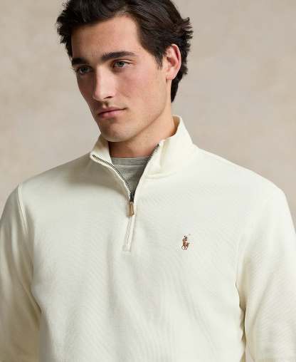 Polo Ralph Lauren Men's Estate-Rib Cotton Quarter-Zip Sweater - Parchment Cream