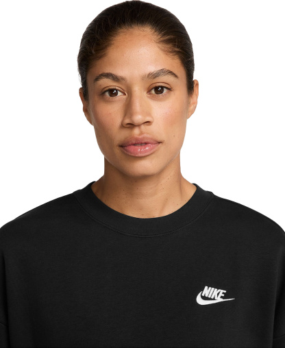 Nike Women's Sportswear Club Fleece Loose Crewneck Sweatshirt - Black/white