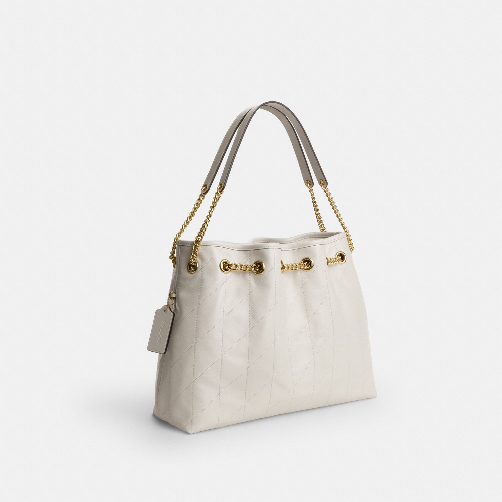 Evelyn Shoulder Bag With Quilting And Charm - Gold/Chalk - view 5