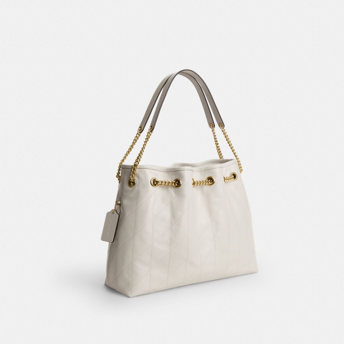 Evelyn Shoulder Bag With Quilting And Charm - Gold/Chalk - view 5
