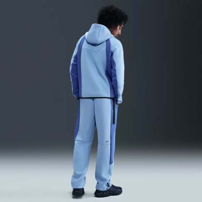 Nike Tech Men's Colour-Block Open-Hem Fleece Trousers - Aluminium/Comet Blue/Black