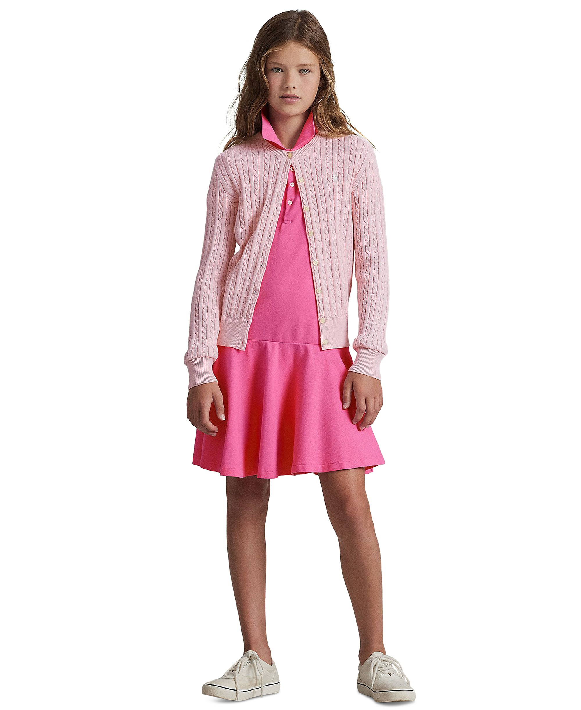 Polo Ralph Lauren Girls' 7-16 Cable-Knit Cotton Cardigan - Hint of Pink
