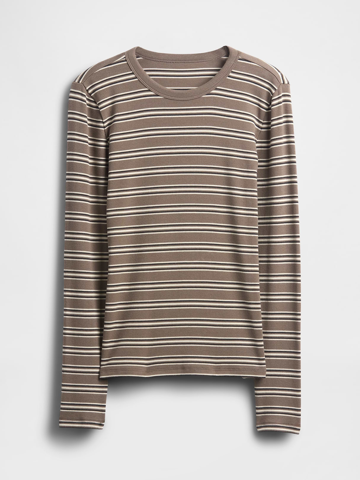 Modern Crewneck T-Shirt - Toasted almond brown stripe