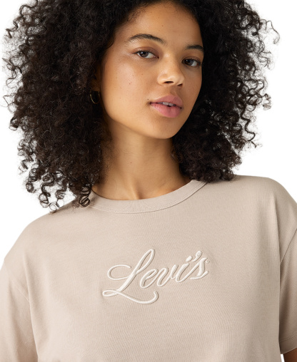 Levi's Women's Vintage Relaxed-Fit T-Shirt - Corded Script Logo Chateau Gray