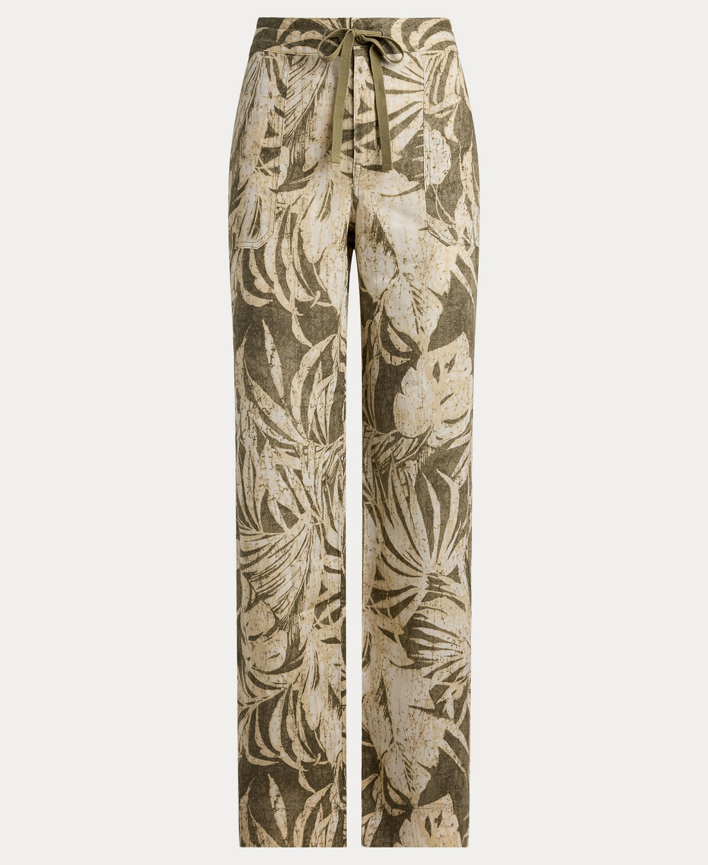 Lauren Ralph Lauren Women's Mid-Rise Palm-Frond-Print Wide-Leg Pants - Olive Multi