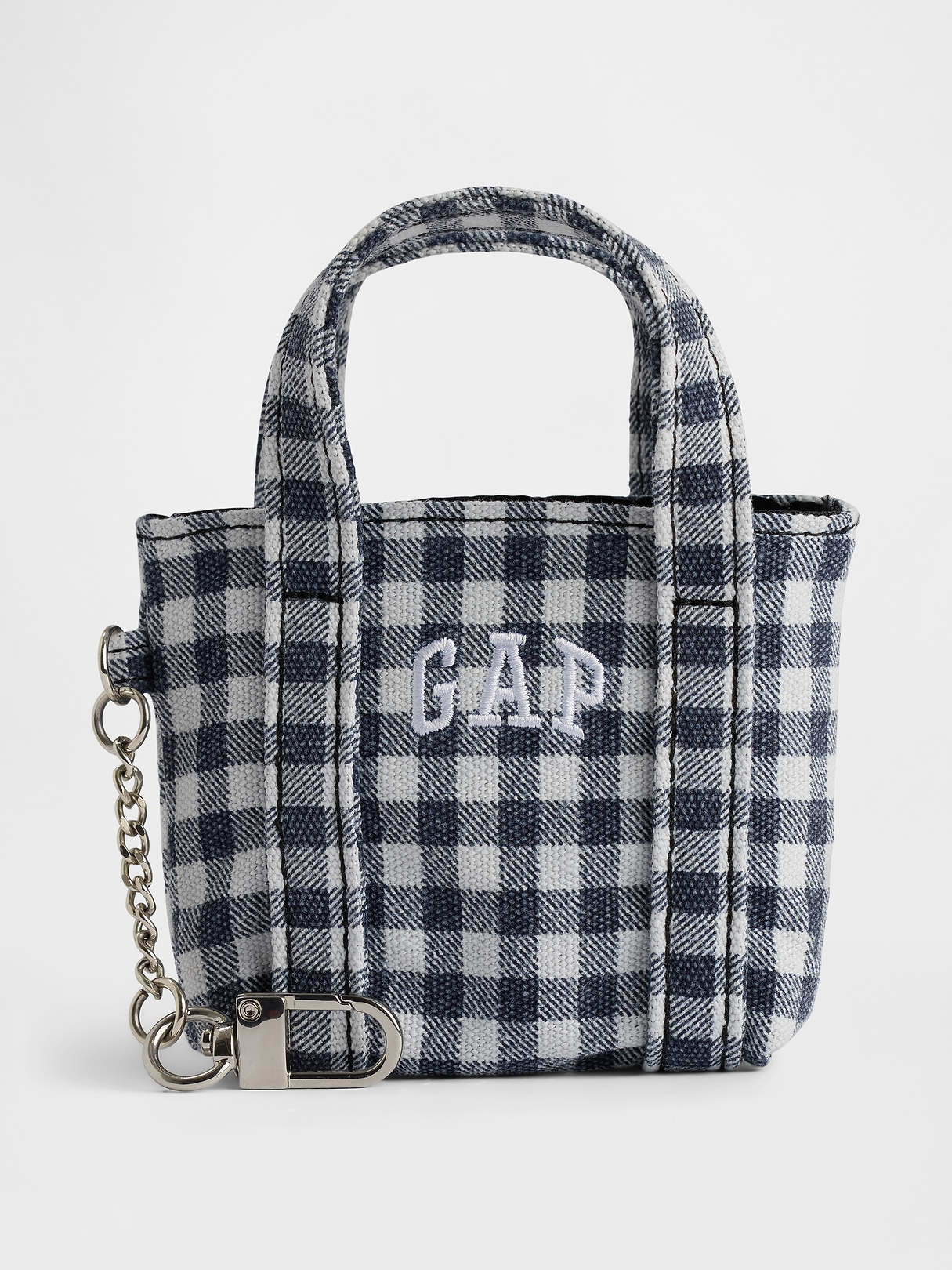 Logo Tote Bag Charm - Black gingham