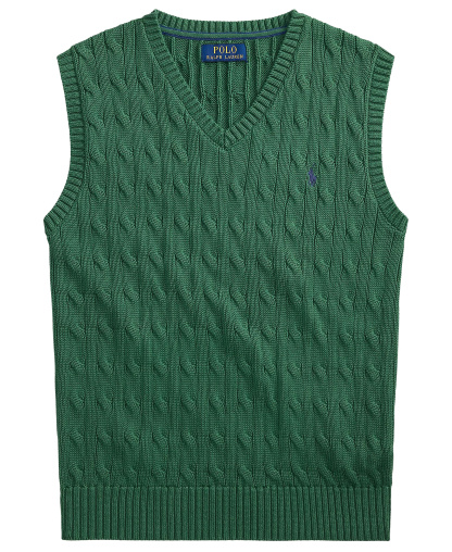 Polo Ralph Lauren Big Boys Cable- Knit Sweater Vest - Verano Green