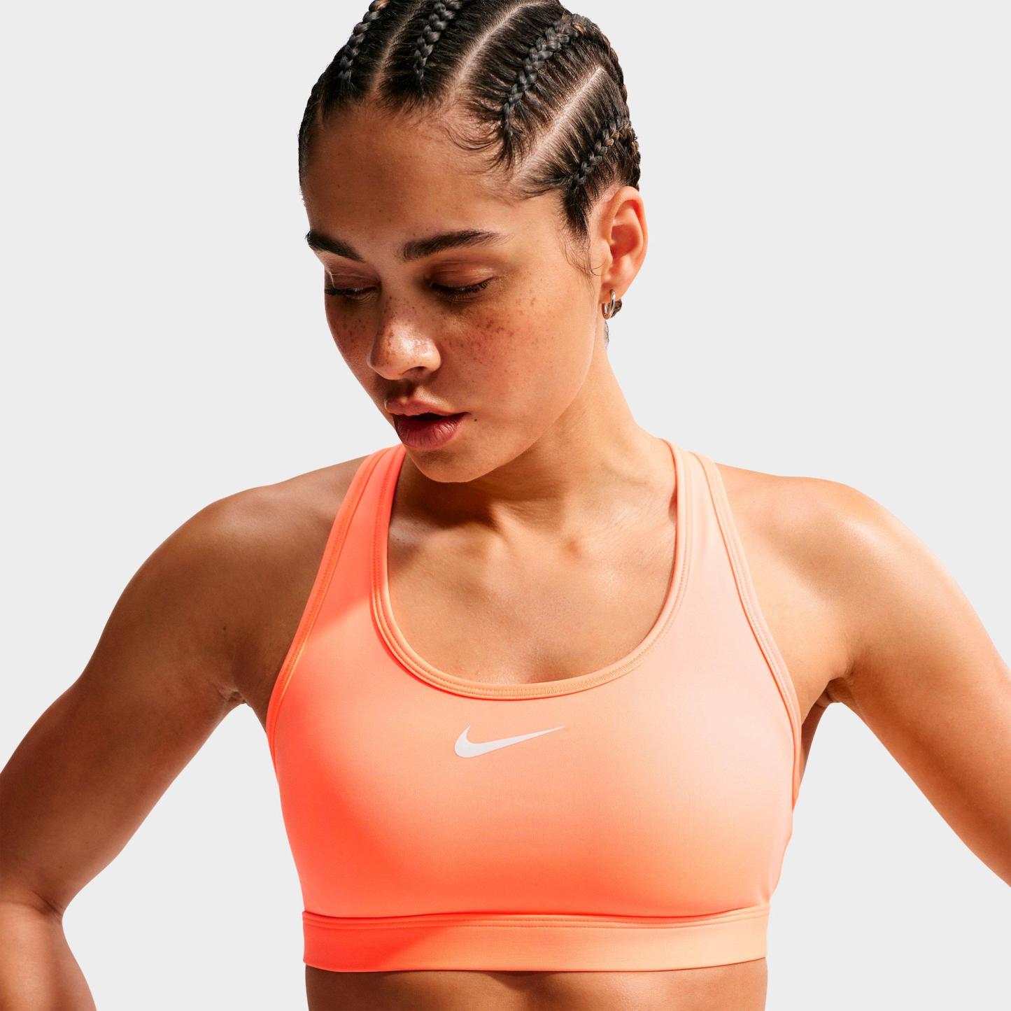 Women's Nithtke Swoosh Medium Support Sports Bra - Orange Pulse/White