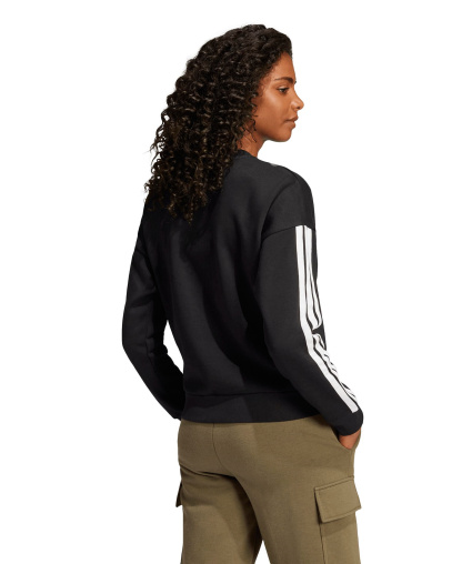 adidas Women's Essentials 3-Stripes Fleece Crew Neck Sweatshirt - Black/White