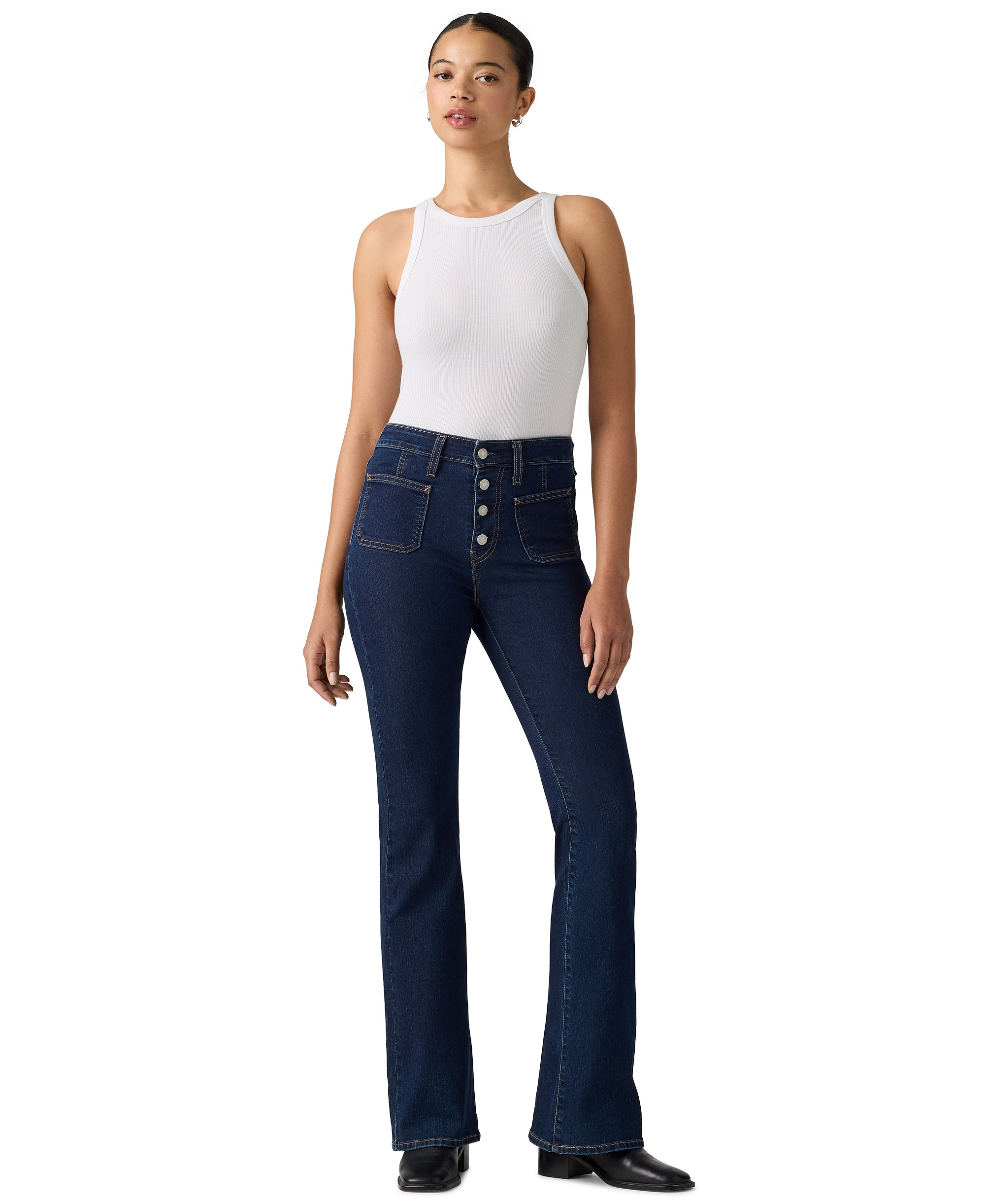 Levi's Women's 726 Patch Pocket High-Rise Slim-Fit Flare Jeans - Outside The Screen