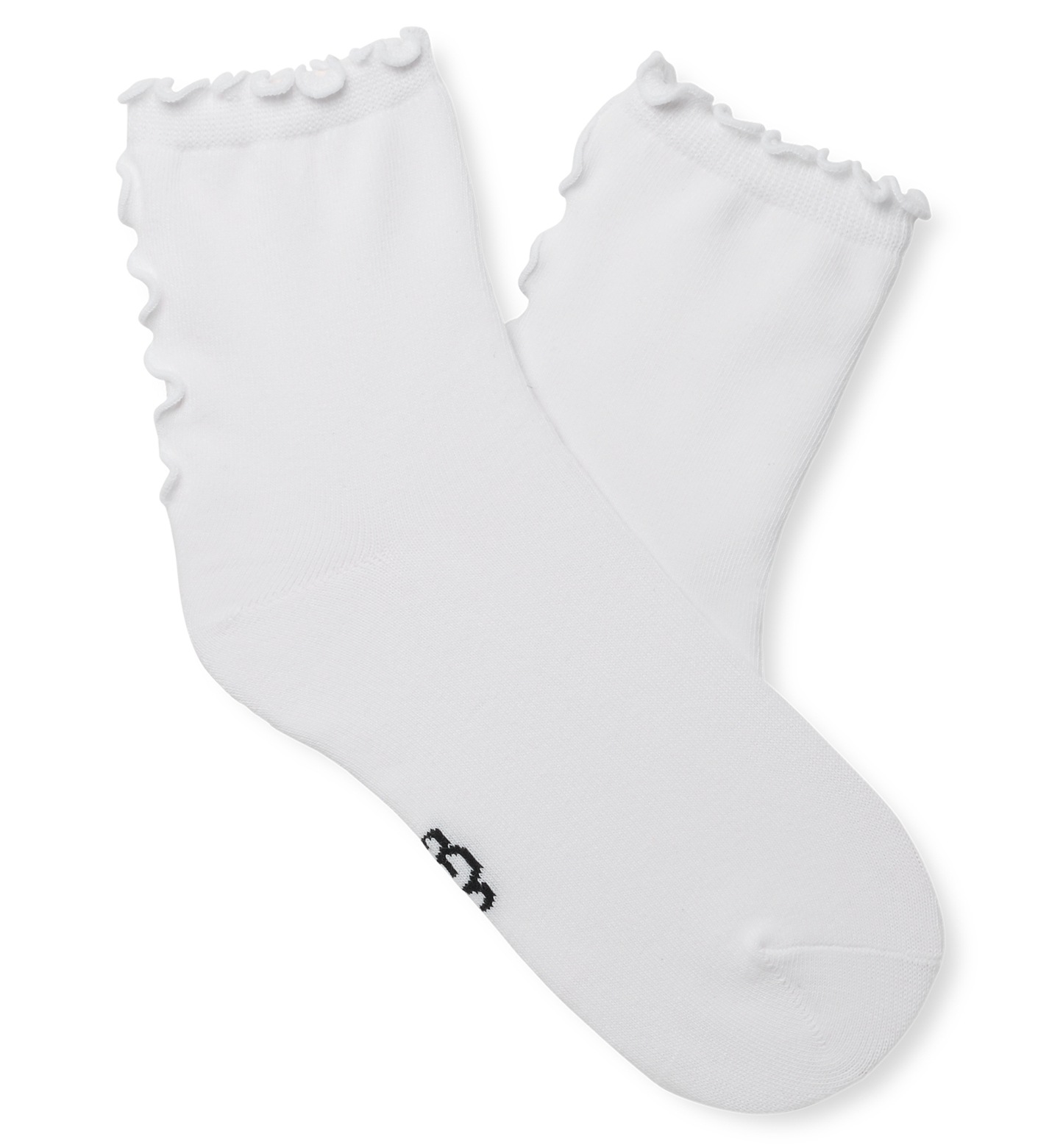 UGG Women's Karsyn Lettuce Edge Quarter Logo Socks - White Ruffle