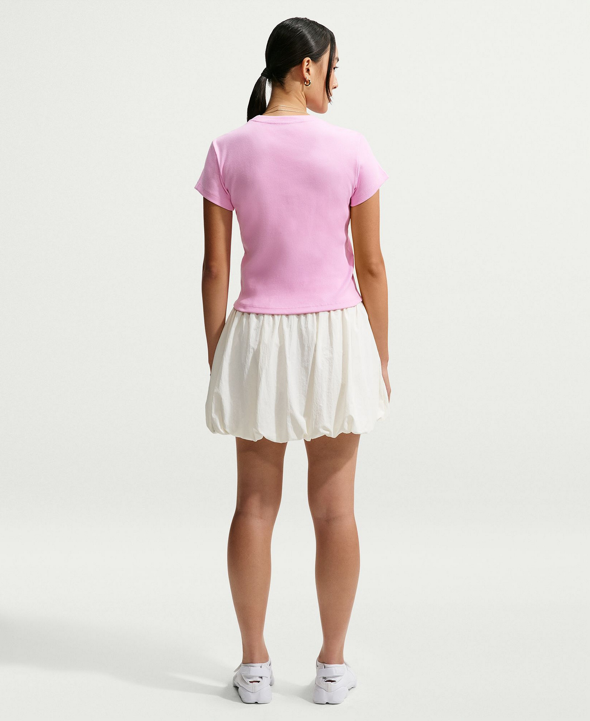 Nike Women's Sportswear Tight Ribbed Short-Sleeve T-Shirt - Pink Rise/sail