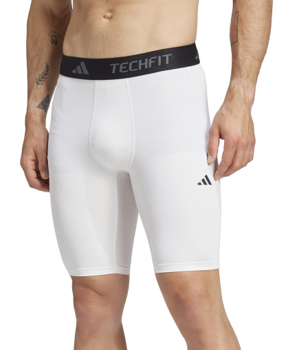 adidas Men's Tech-Fit Logo Compression Regular-Fit Shorts - White
