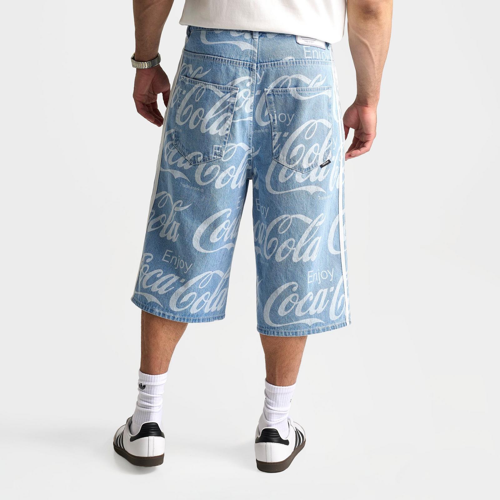 Men's adidas Originals x Coca-Cola Loose Denim Shorts - Indigo Denim - view 4