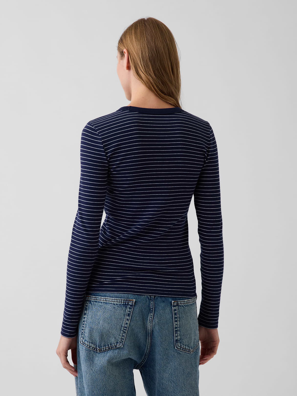 Modern Crewneck T-Shirt - Navy blue stripe