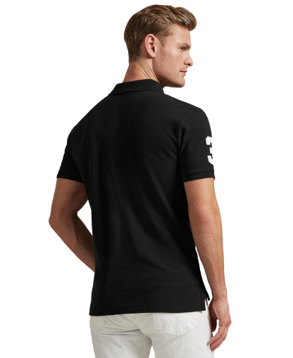 Polo Ralph Lauren Men's Big Pony Custom Slim-Fit Mesh Polo Shirt - Polo Black