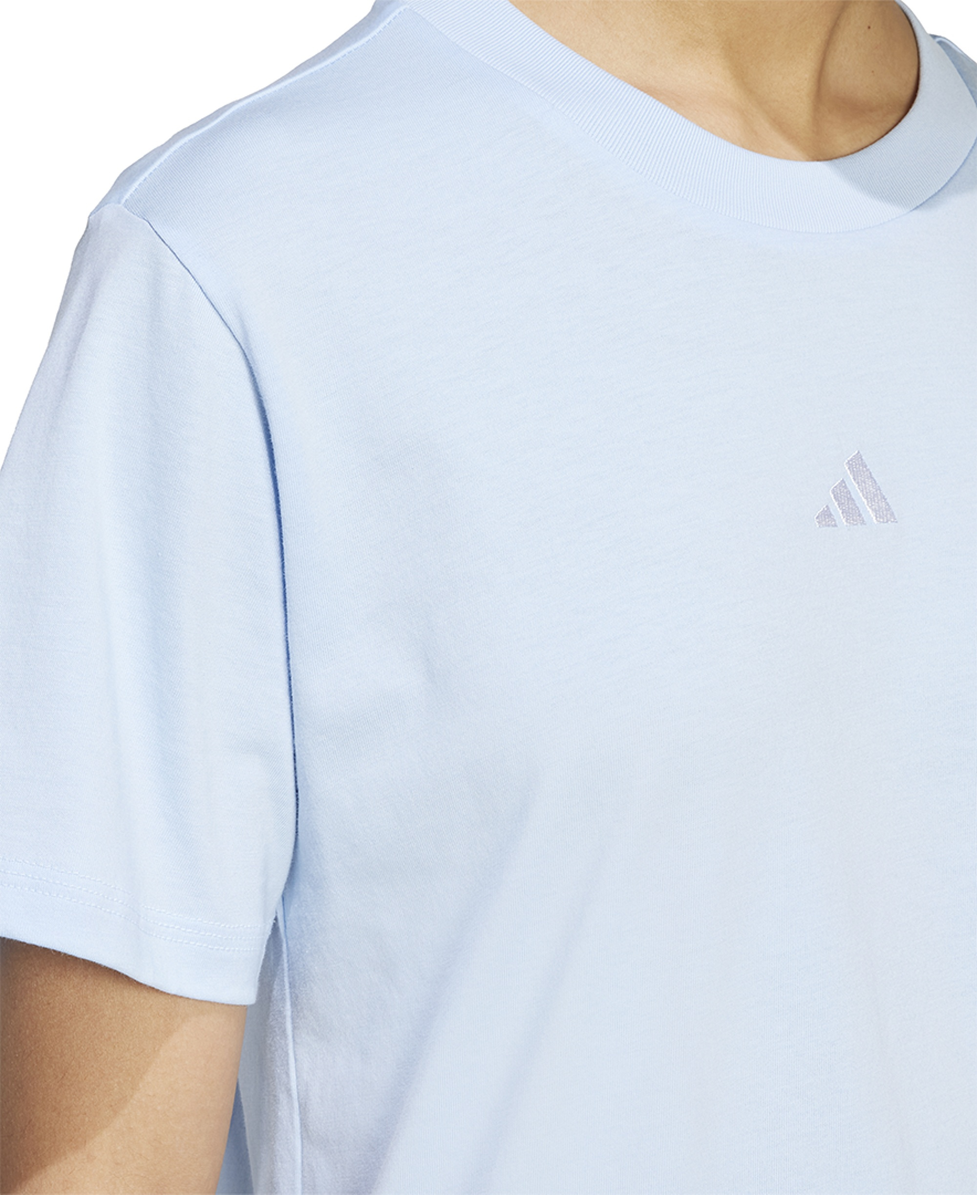 adidas Women's Short-Sleeve Cotton Crewneck Logo T-Shirt - Glow Blue/white