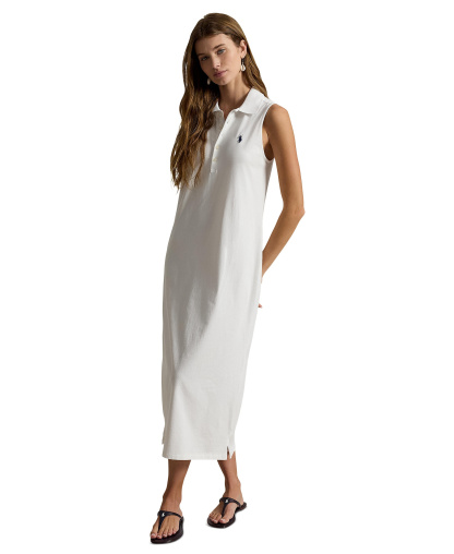 Polo Ralph Lauren Women's Stretch-Cotton Sleeveless Polo Dress - White