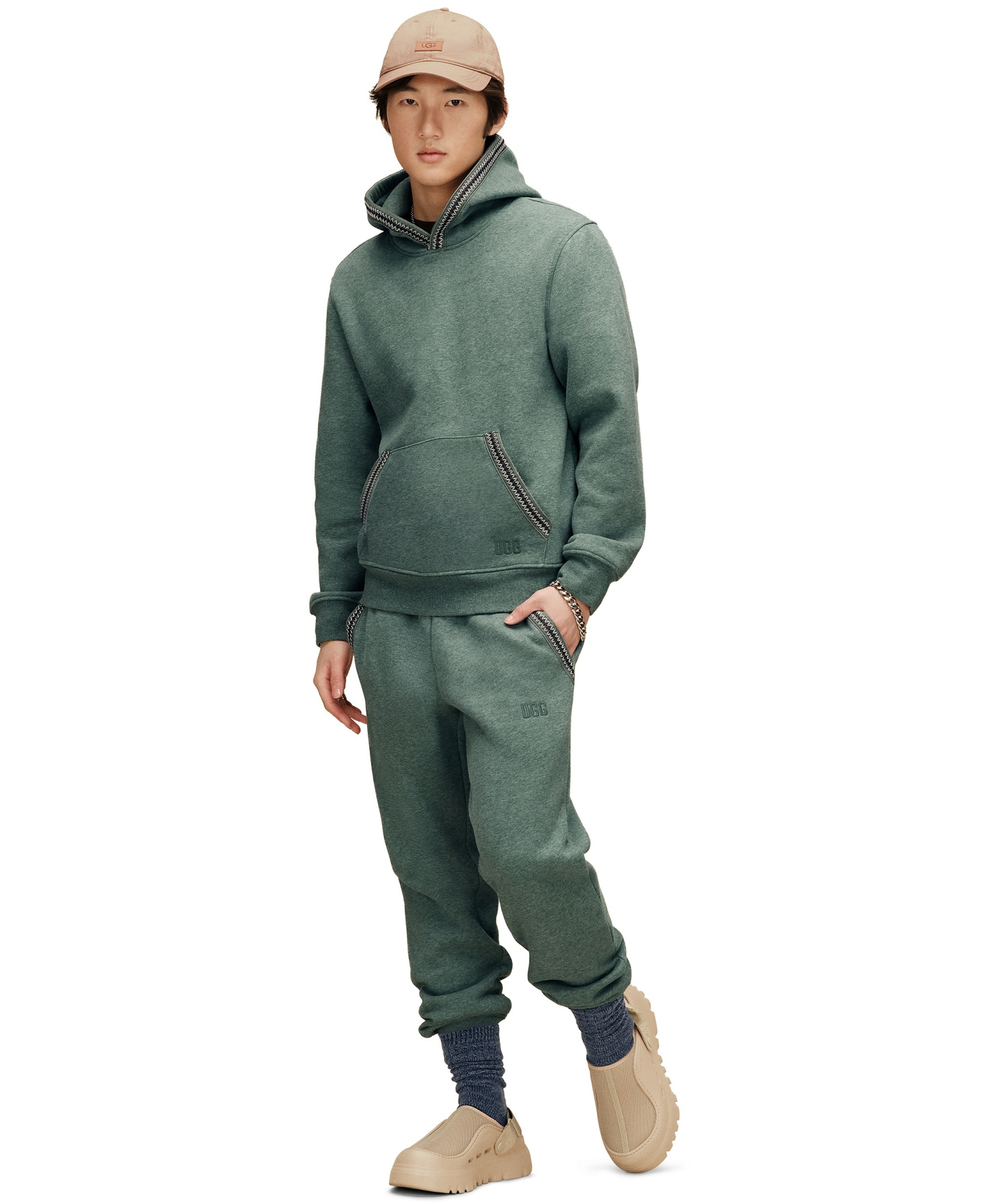UGG® Men's Tasman Relaxed-Fit Hoodie - Green Stone Heather