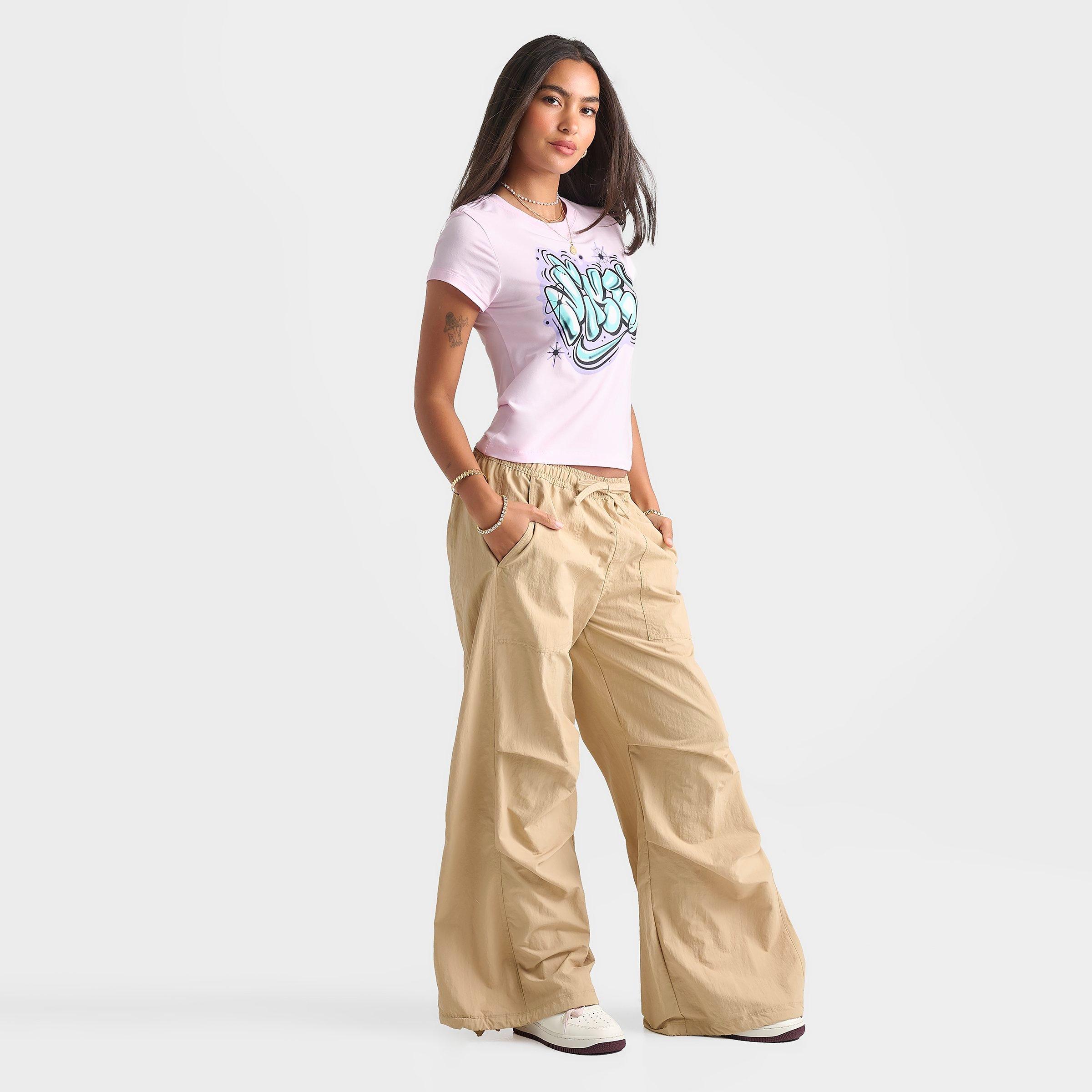 Women's Nithtke Sportswear Chill Knit Airbrushed Slim Cropped T-Shirt - Pink Foam