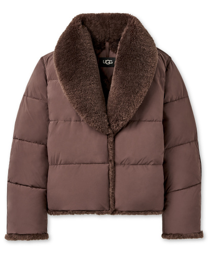 UGG Women's Wylda Oversized-Fit Shawl Collar Puffer Jacket - Burnt Cedar