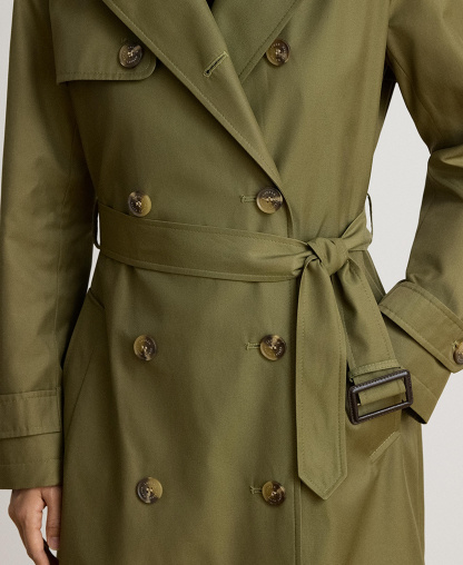 Lauren Ralph Lauren Petite Water-Resistant Double-Breasted Trench Coat, Created for Macy's - Light Agave