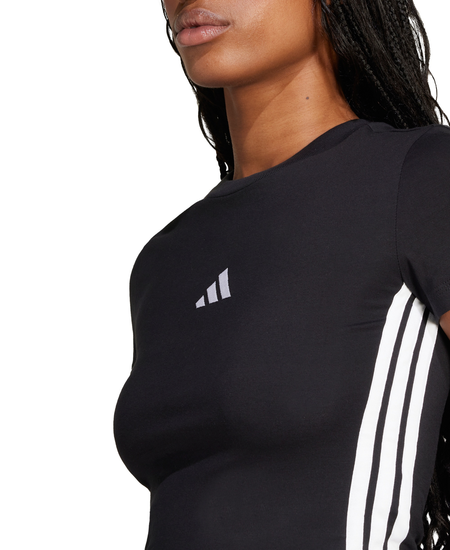 adidas Women's Essentials Slim-Fit Short-Sleeve Baby T-Shirt - Black/White