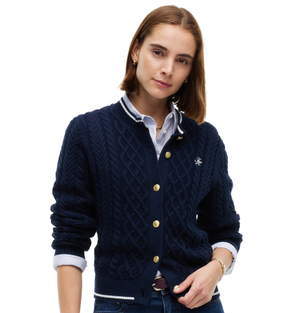 Tommy Hilfiger Women's Heritage Cable Long-Sleeve Cardigan Sweater - Dark Blue