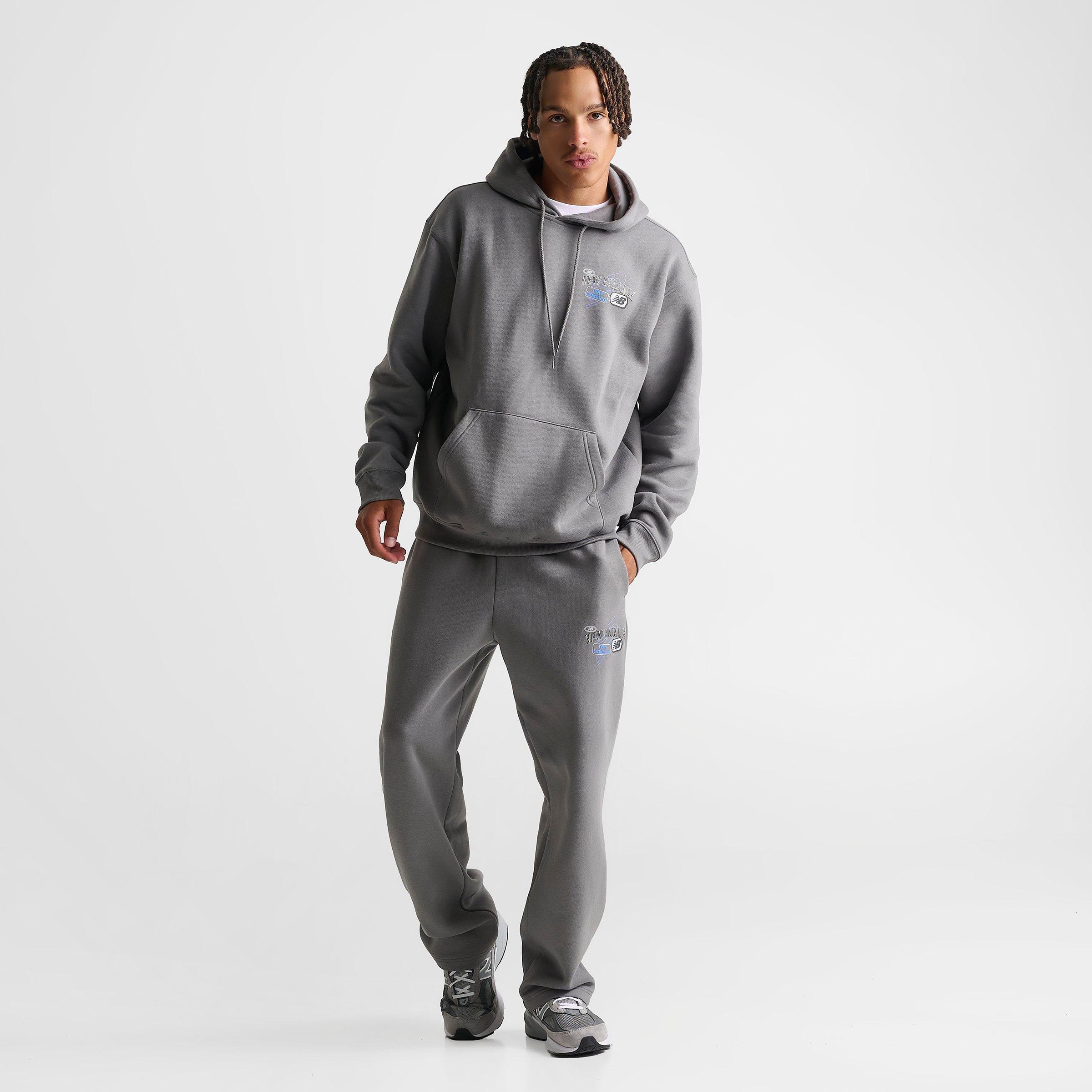 Men's New Balance Puffed Fleece Sweatpants - Grey/Blue - view 2