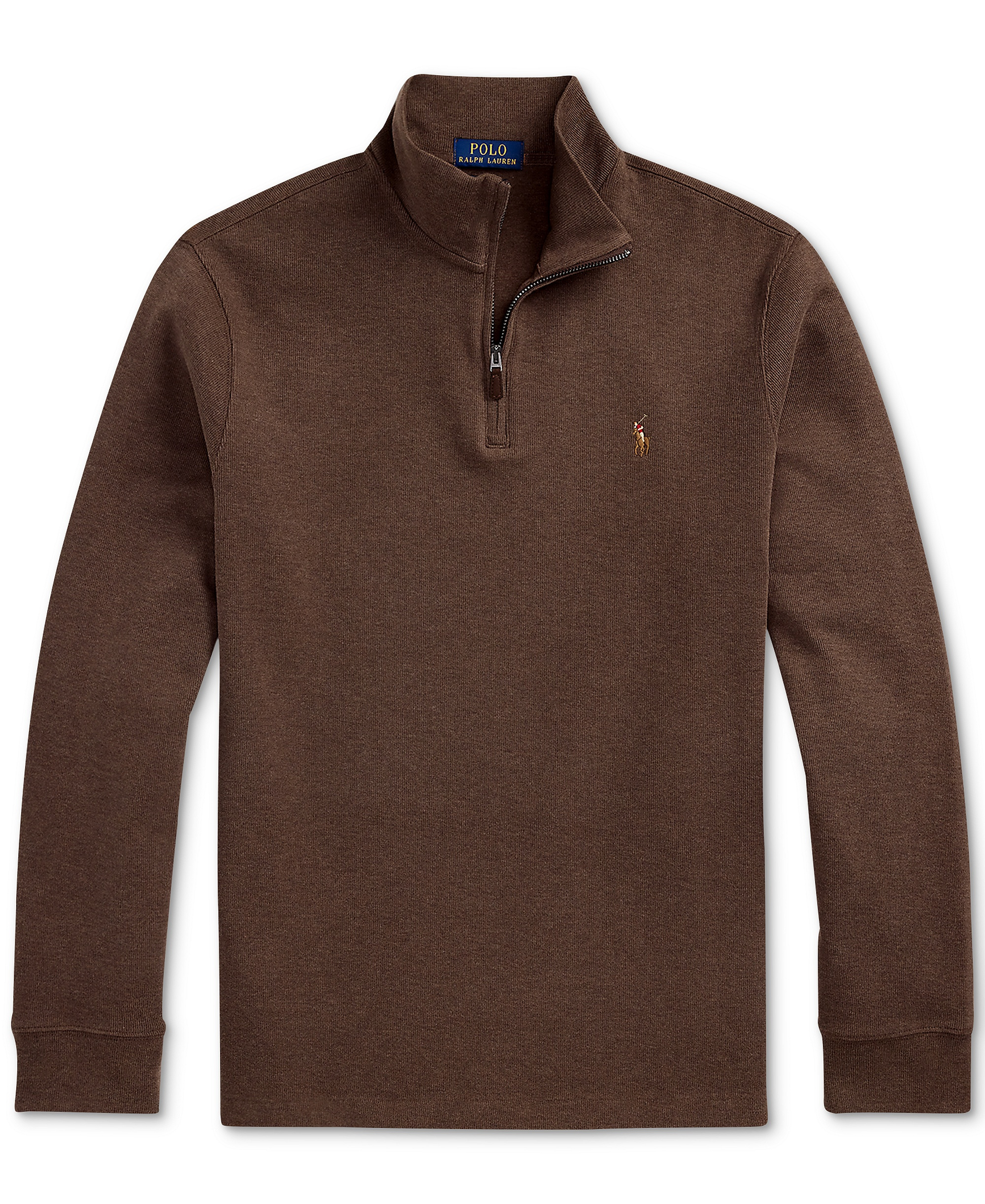 Polo Ralph Lauren Men's Estate-Rib Cotton Quarter-Zip Sweater - Nutmeg Brown Heather