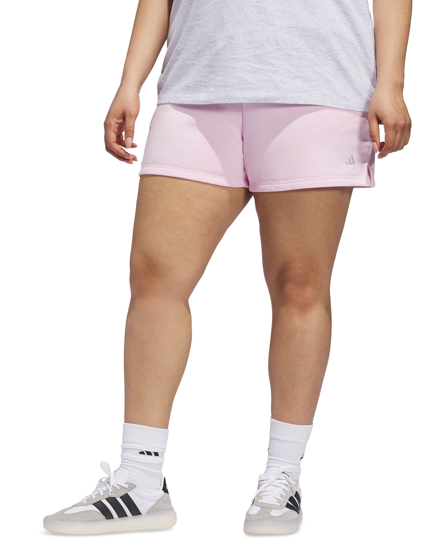 adidas Plus Size Essentials Small Logo Shorts - Clear Pink