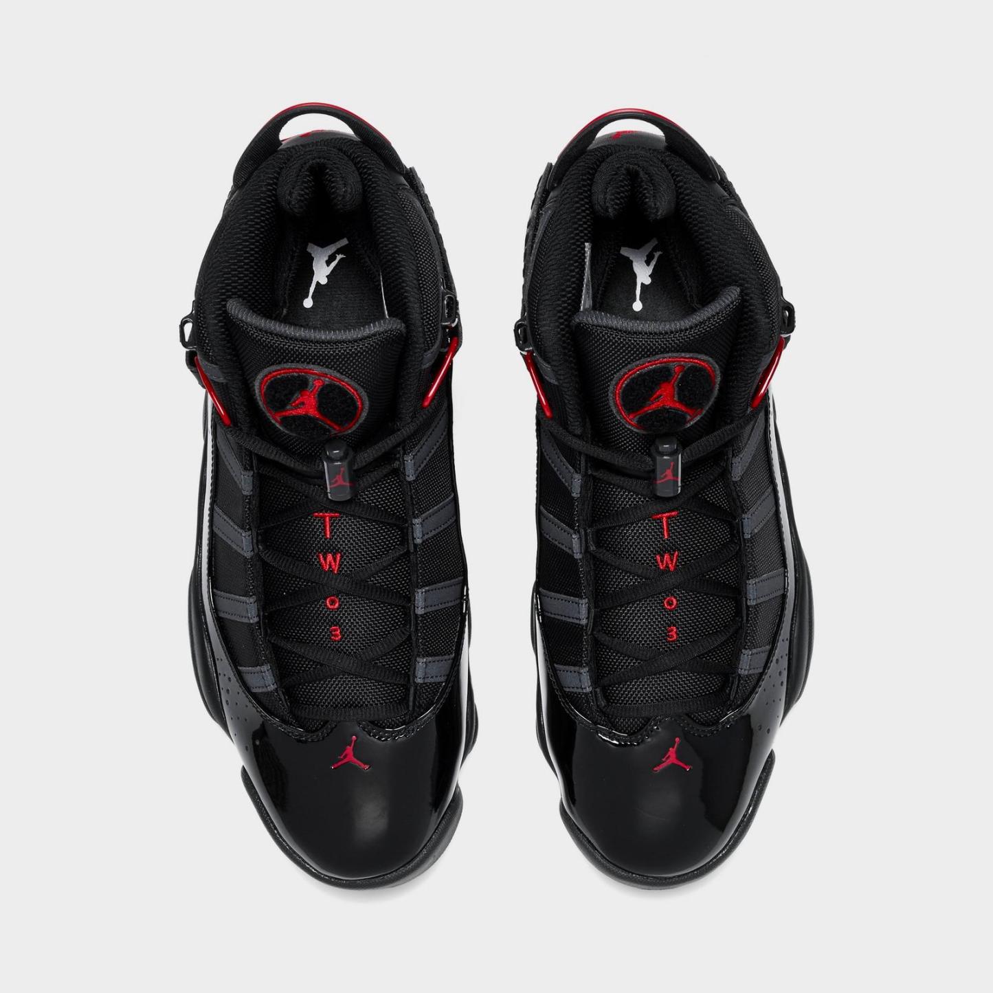 Men's Air Jordan 6 Rings Basketball Shoes - Black/Anthracite/Fire Red - view 5