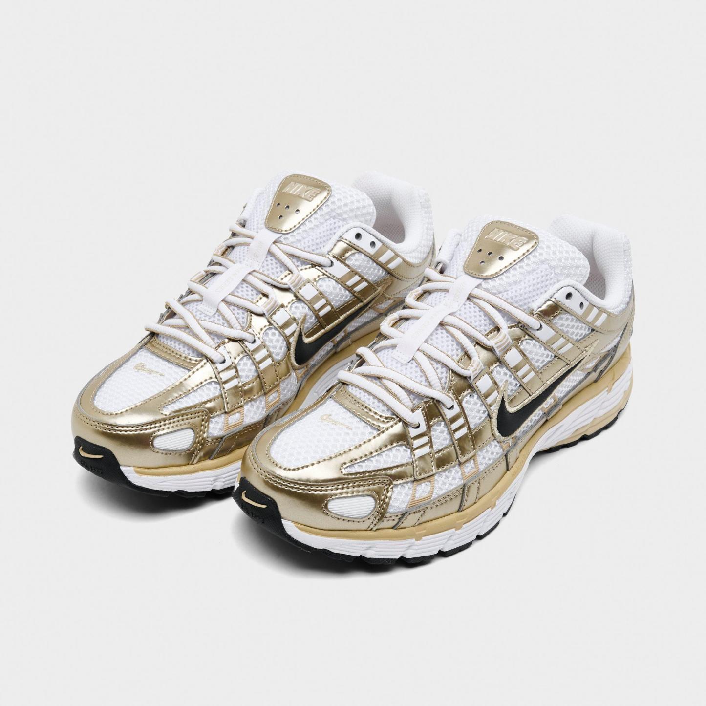 Women's Nithtke P-6000 Casual Shoes - White/Grain/Metallic Gold Grain/Black - Both shoes facing left