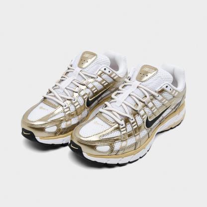 Women's Nithtke P-6000 Casual Shoes - White/Grain/Metallic Gold Grain/Black - Both shoes facing left