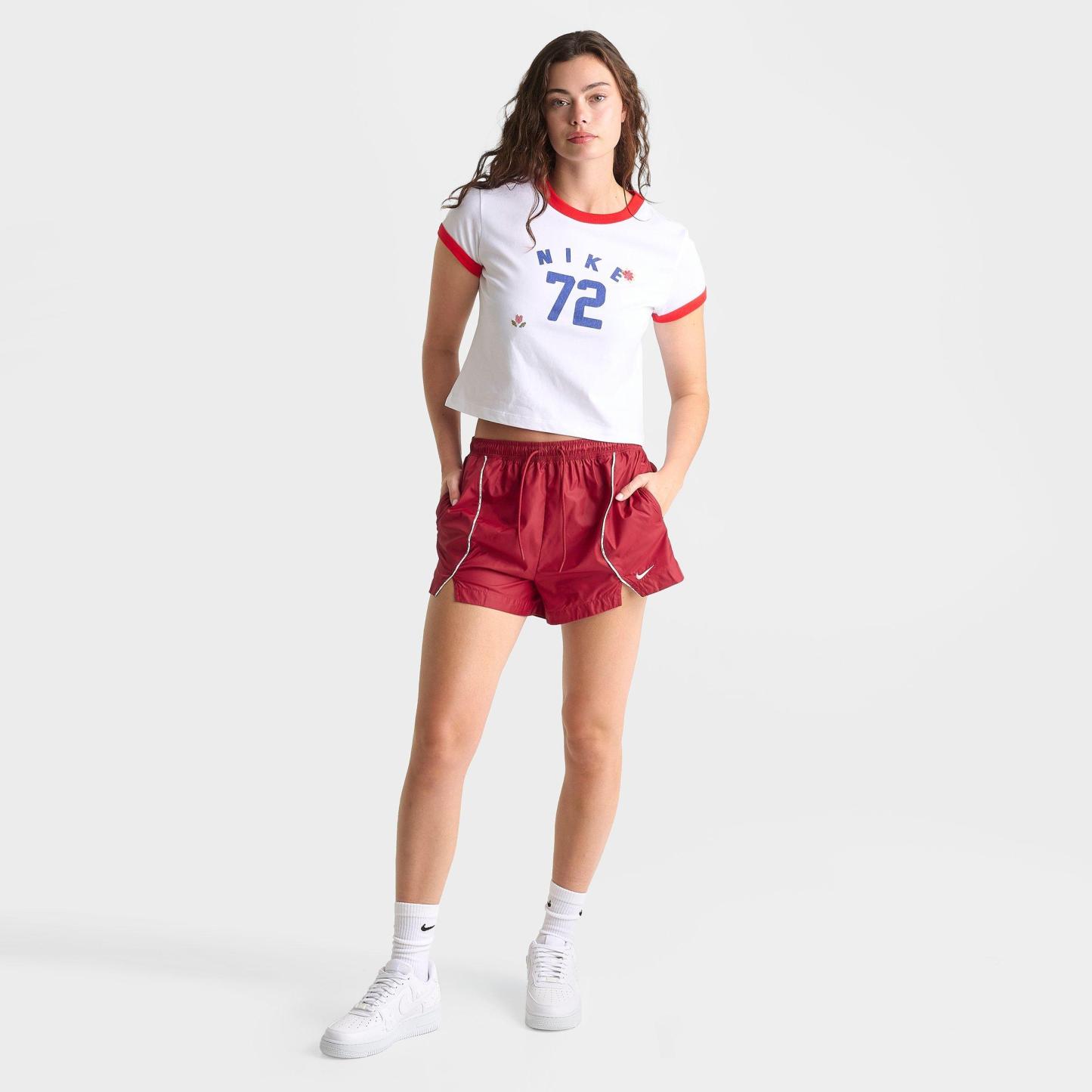 Women's Nithtke Sportswear Loose Mid-Rise Repel Woven Shorts - Tough Red/Sail/Sail