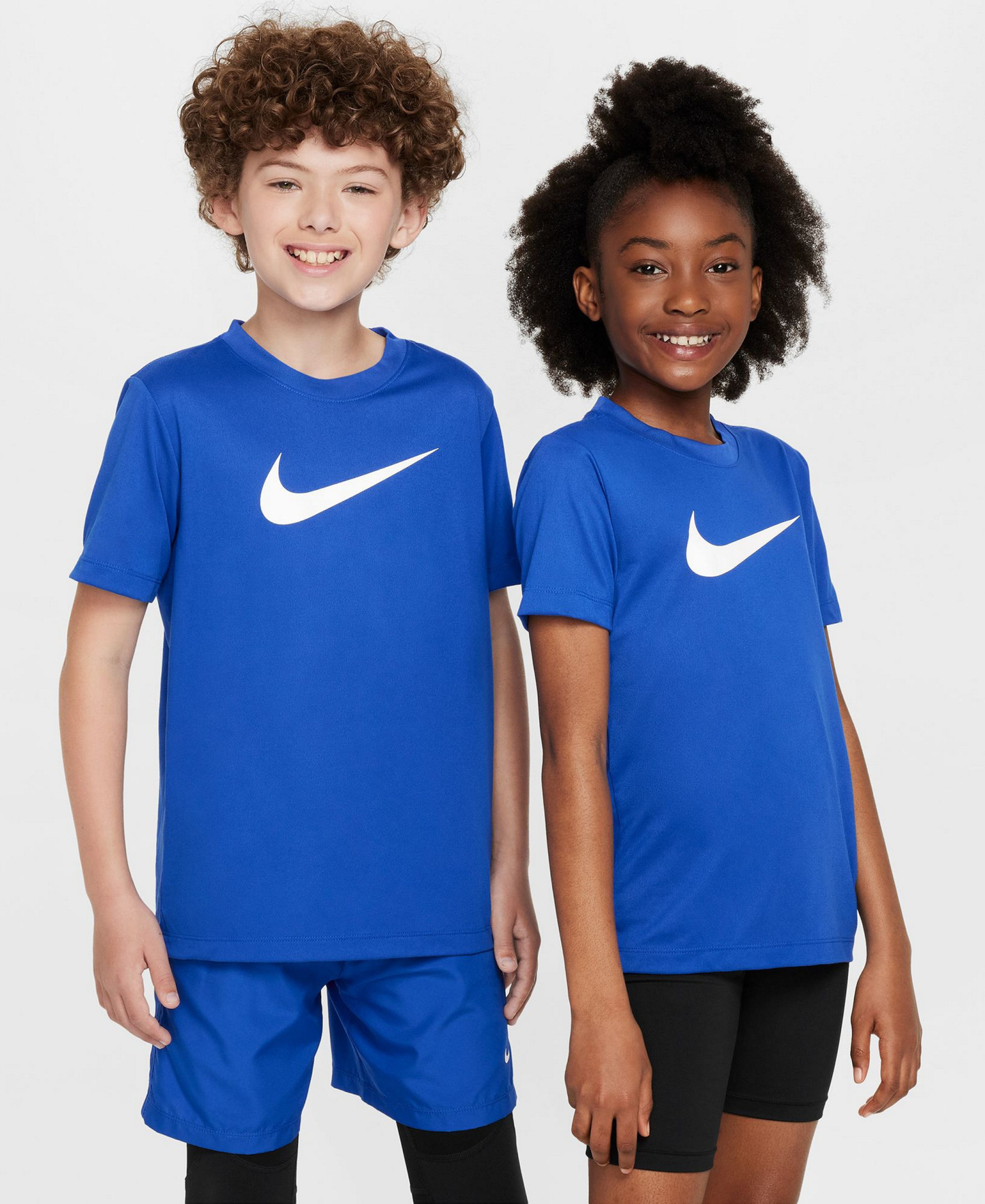 Nike Big Boys' and Girls' Legend Swoosh-Logo Crewneck Dri-FIT T-Shirt - Game Royal