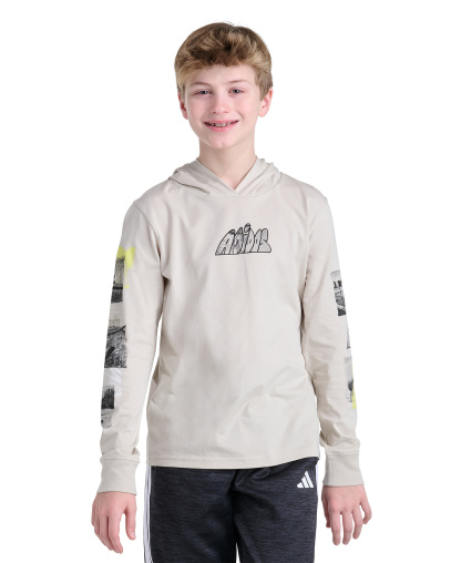 adidas Boys' 8-20 Long-Sleeve Hooded Photoreal Sport T-Shirt - Wonder Alumina