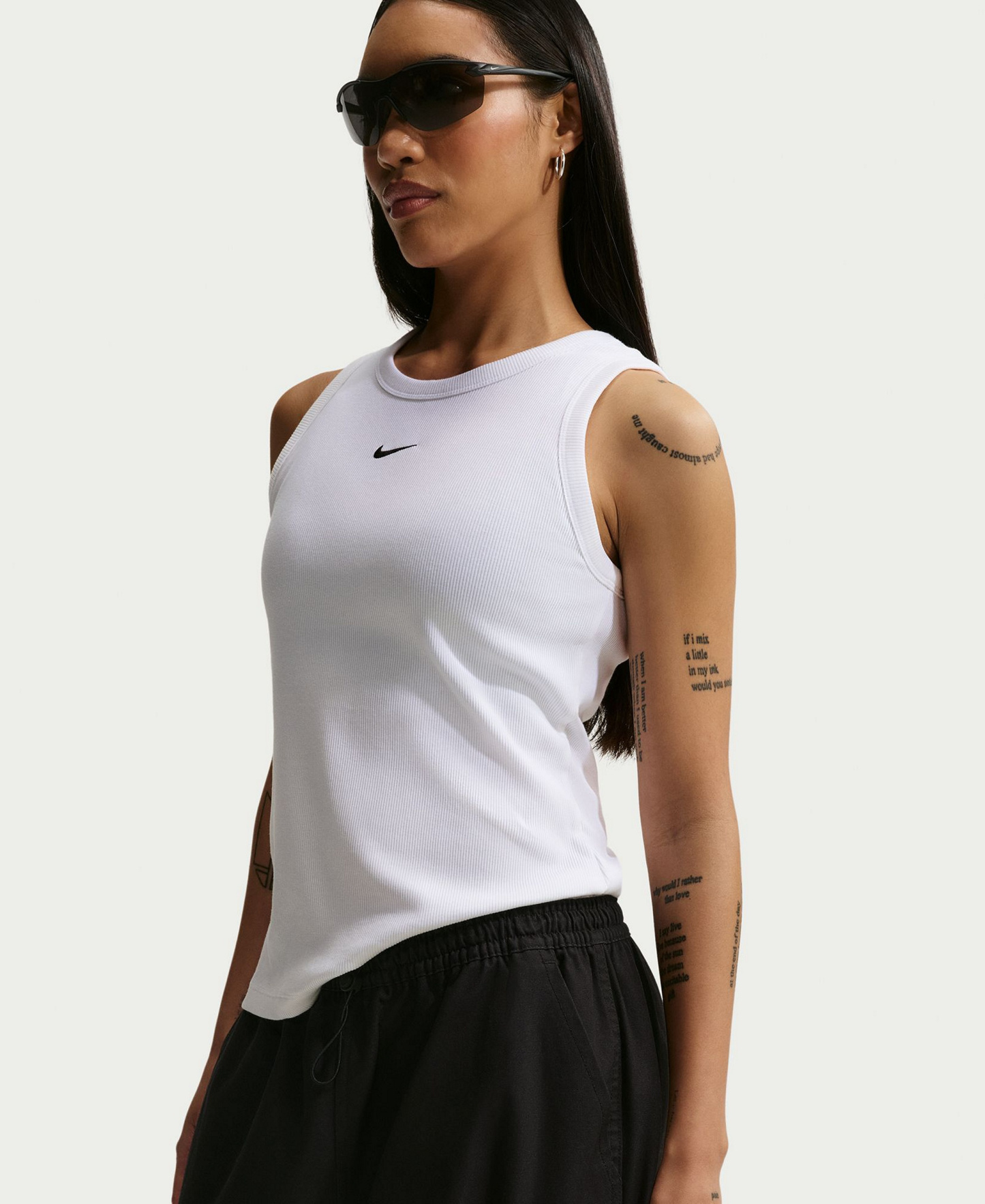 Nike Women's Tight Ribbed Tank Top - White/black