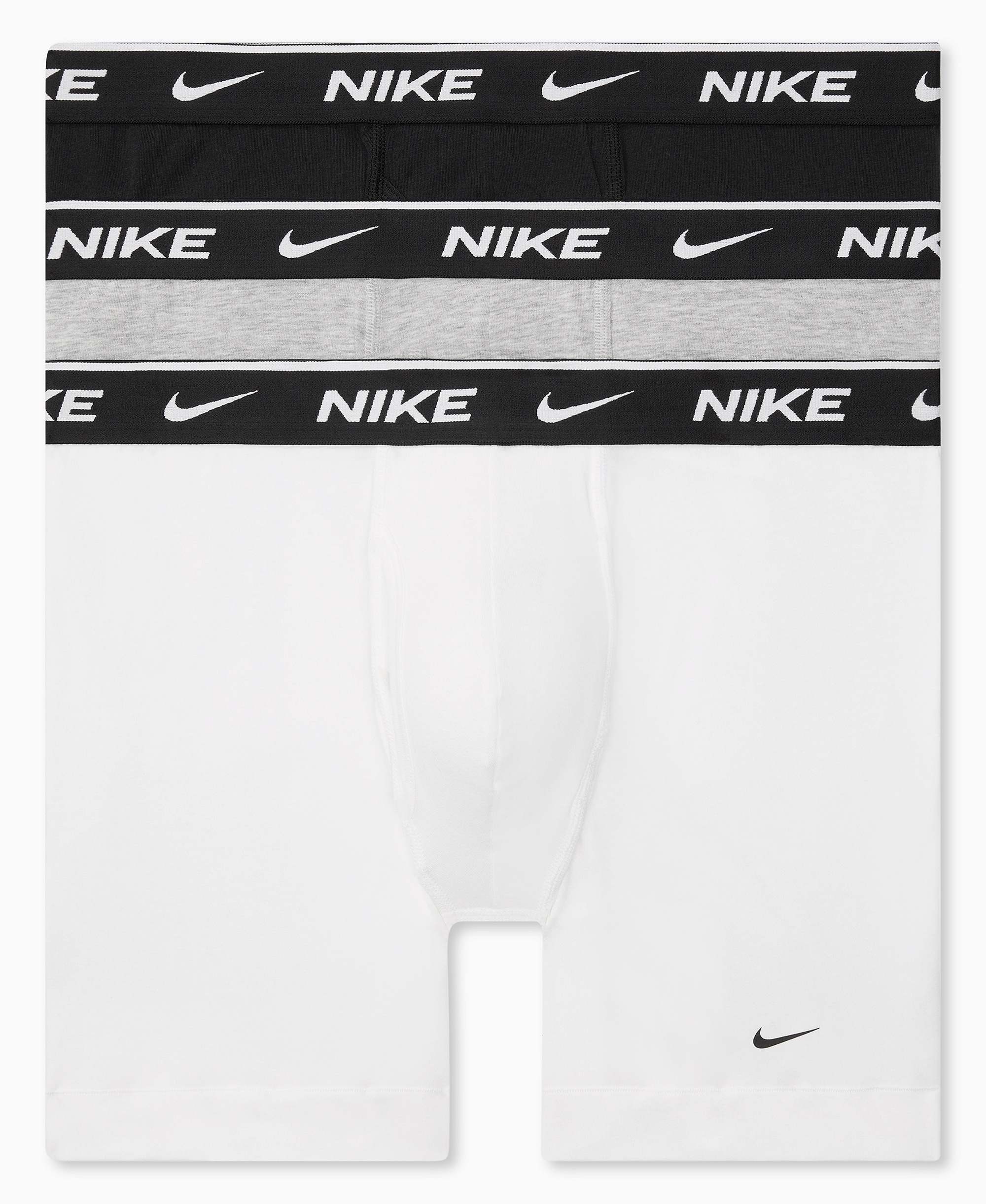 Nike Mens Dri-FIT Essential Cotton Stretch Boxer Briefs, 3-Pack - White/Gray Heather/Black