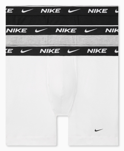 Nike Mens Dri-FIT Essential Cotton Stretch Boxer Briefs, 3-Pack - White/Gray Heather/Black