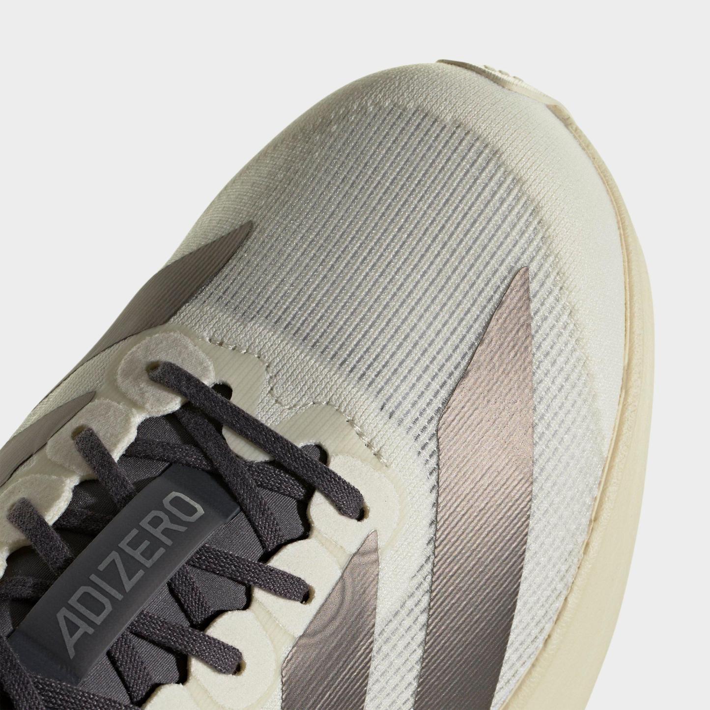 Men's adidas Adizero EVO SL Running Shoes - Part 1 - Off White/Aurora Coffee Metallic/Matte Silver - Detail shot