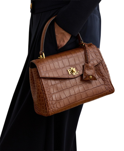 Lauren Ralph Lauren Farrah Embossed Small Soft Satchel Handbag - Lauren Tan