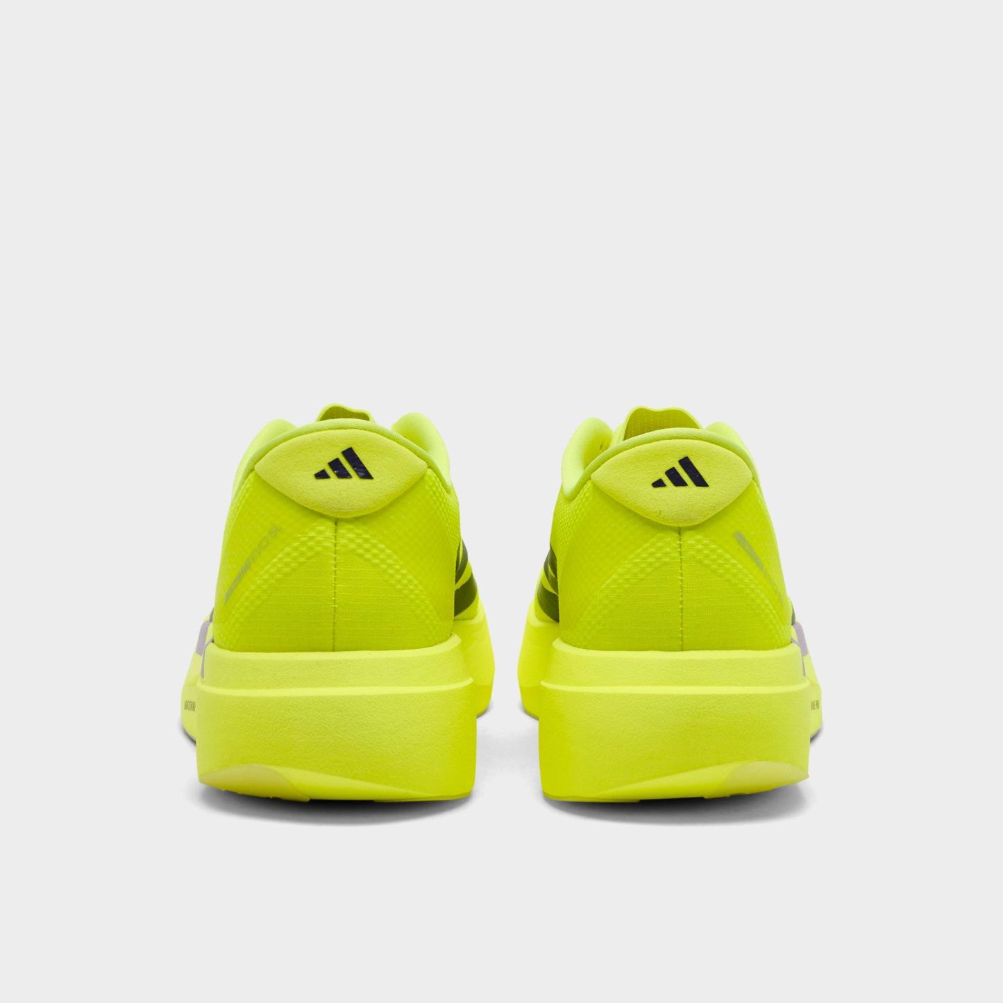 Men's adidas Adizero EVO SL Running Shoes - Part 1 - Solar Yellow/Aurora Plum/Powder Plum - Back view