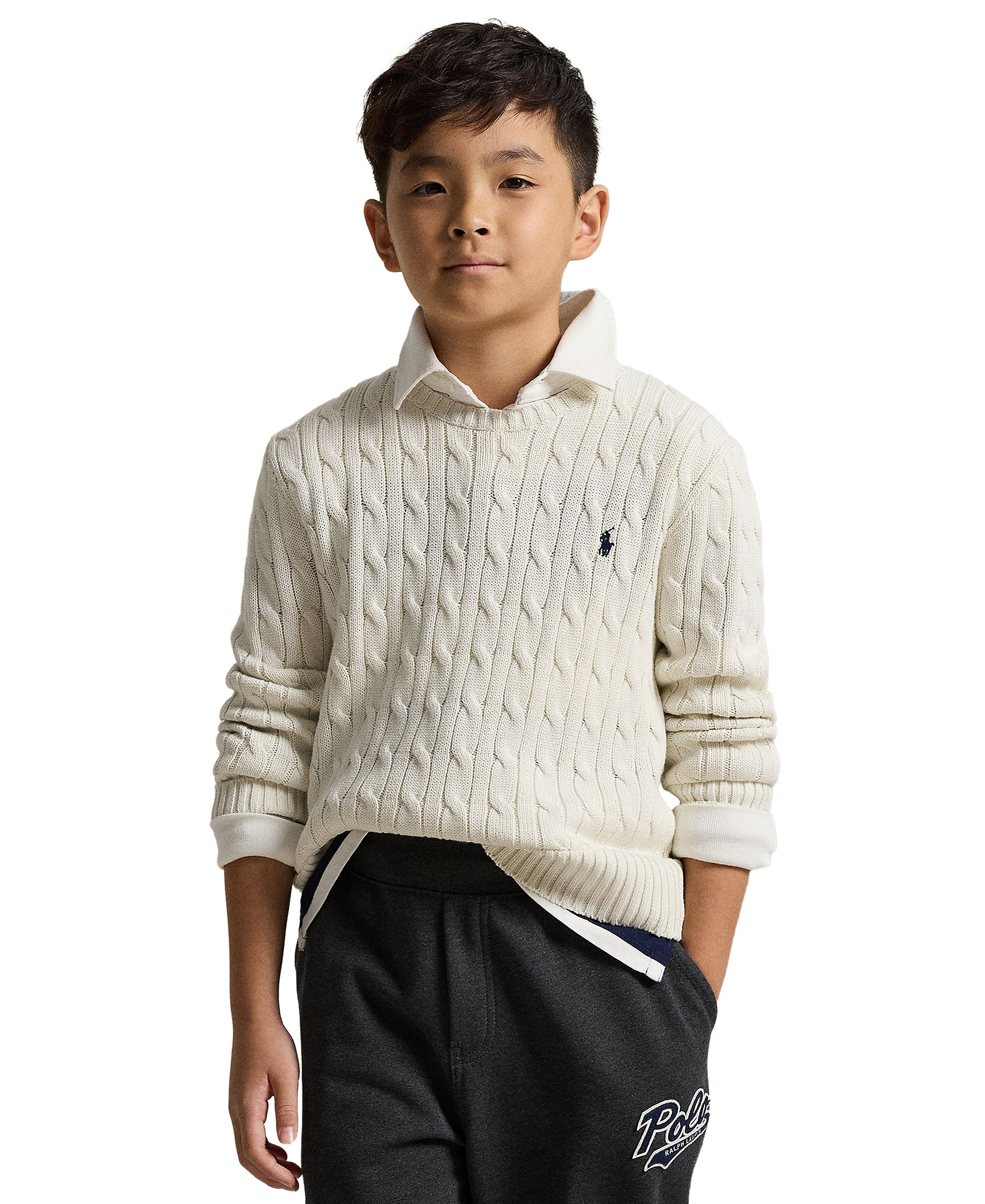 Polo Ralph Lauren Boys' 8-20 Cable-Knit Cotton Sweater - Nevis