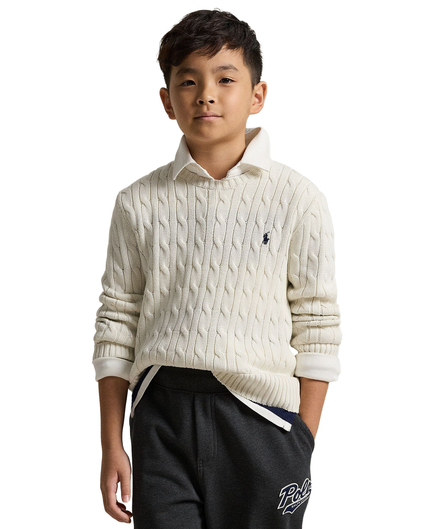 Polo Ralph Lauren Boys' 8-20 Cable-Knit Cotton Sweater - Nevis