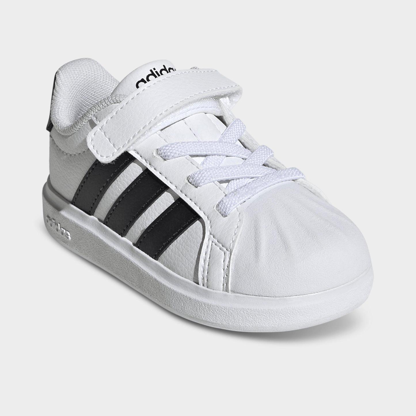 Kids' Toddler adidas Streettalk Hook-And-Loop Stretch Lace Casual Shoes - Footwear White/Core Black - Both shoes facing left