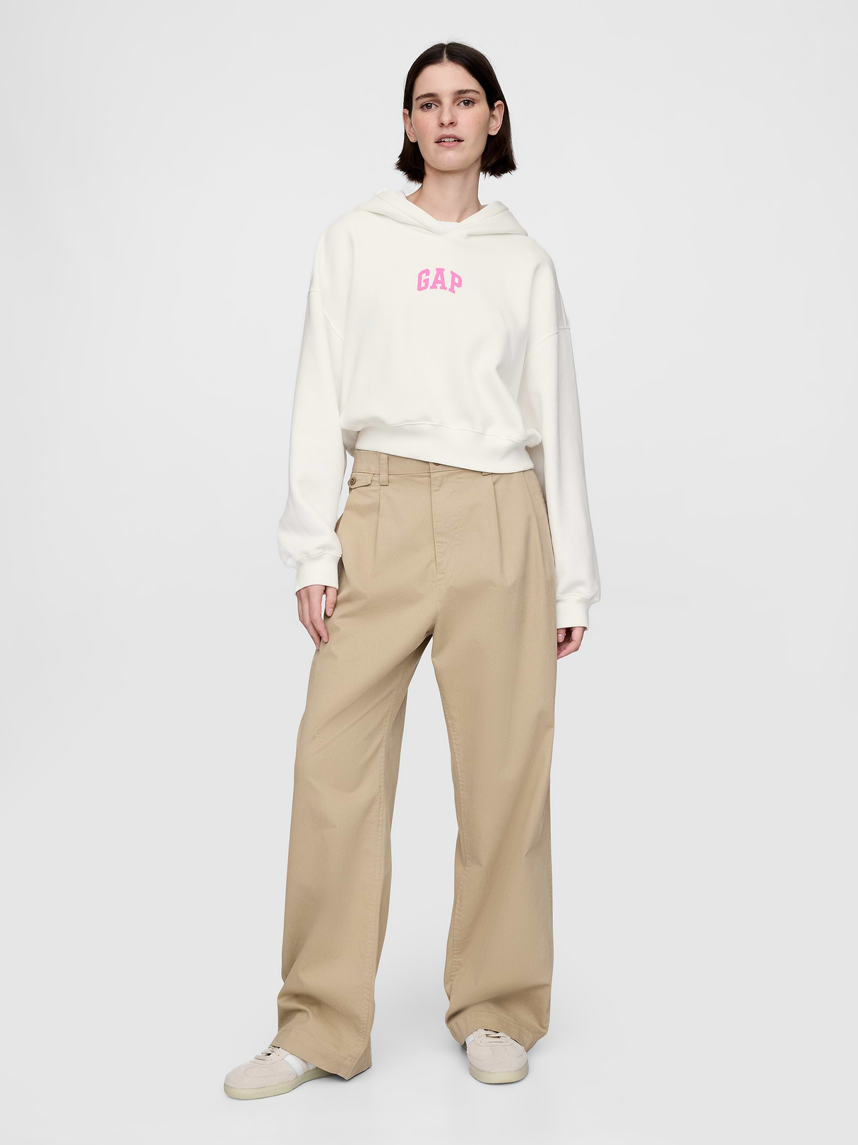 VintageSoft Crop Logo Hoodie - New off white logo