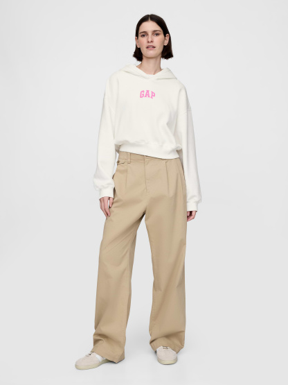 VintageSoft Crop Logo Hoodie - New off white logo