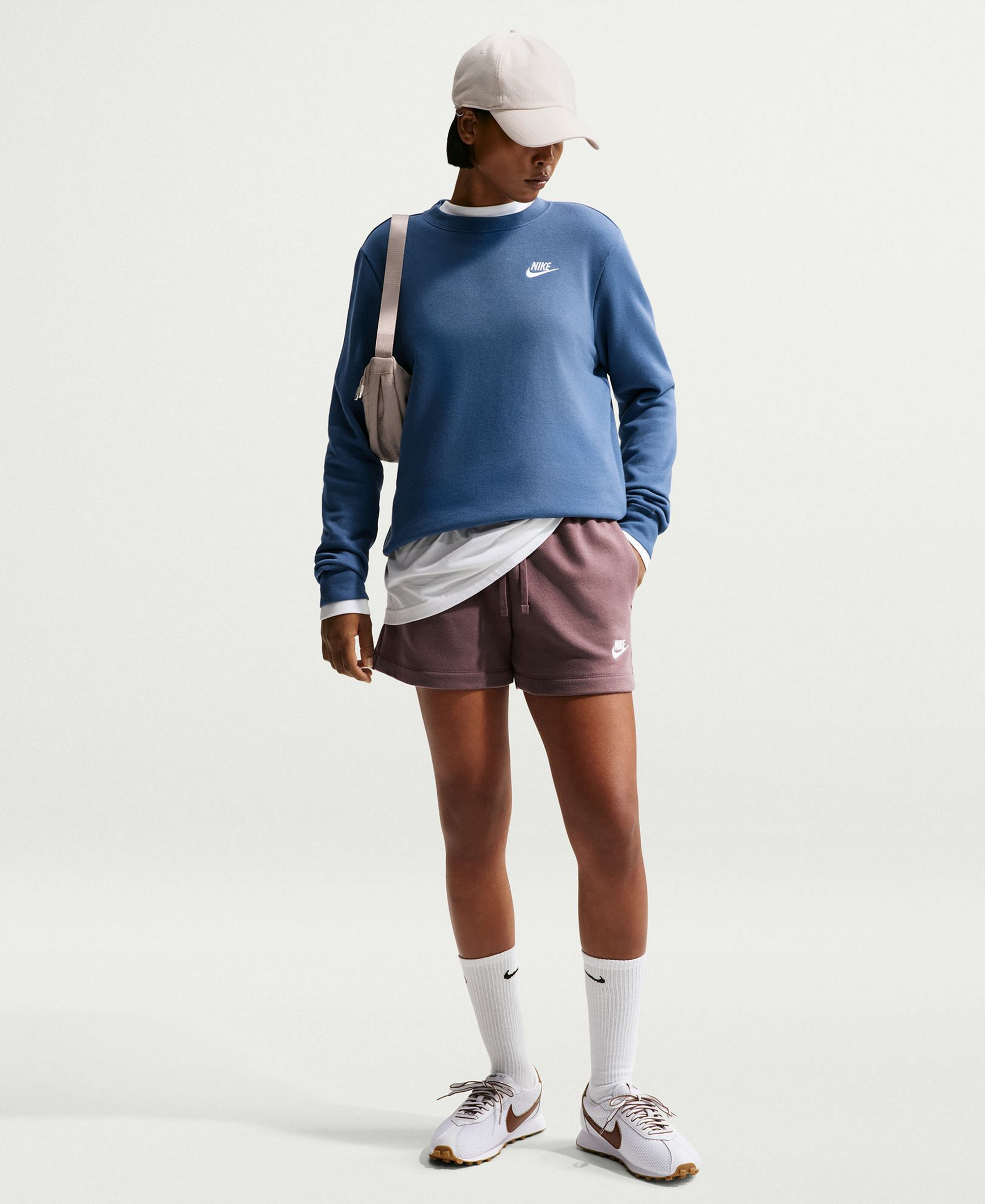 Nike Women's Sportswear Club Fleece Mid-Rise Shorts - Tattoo/White